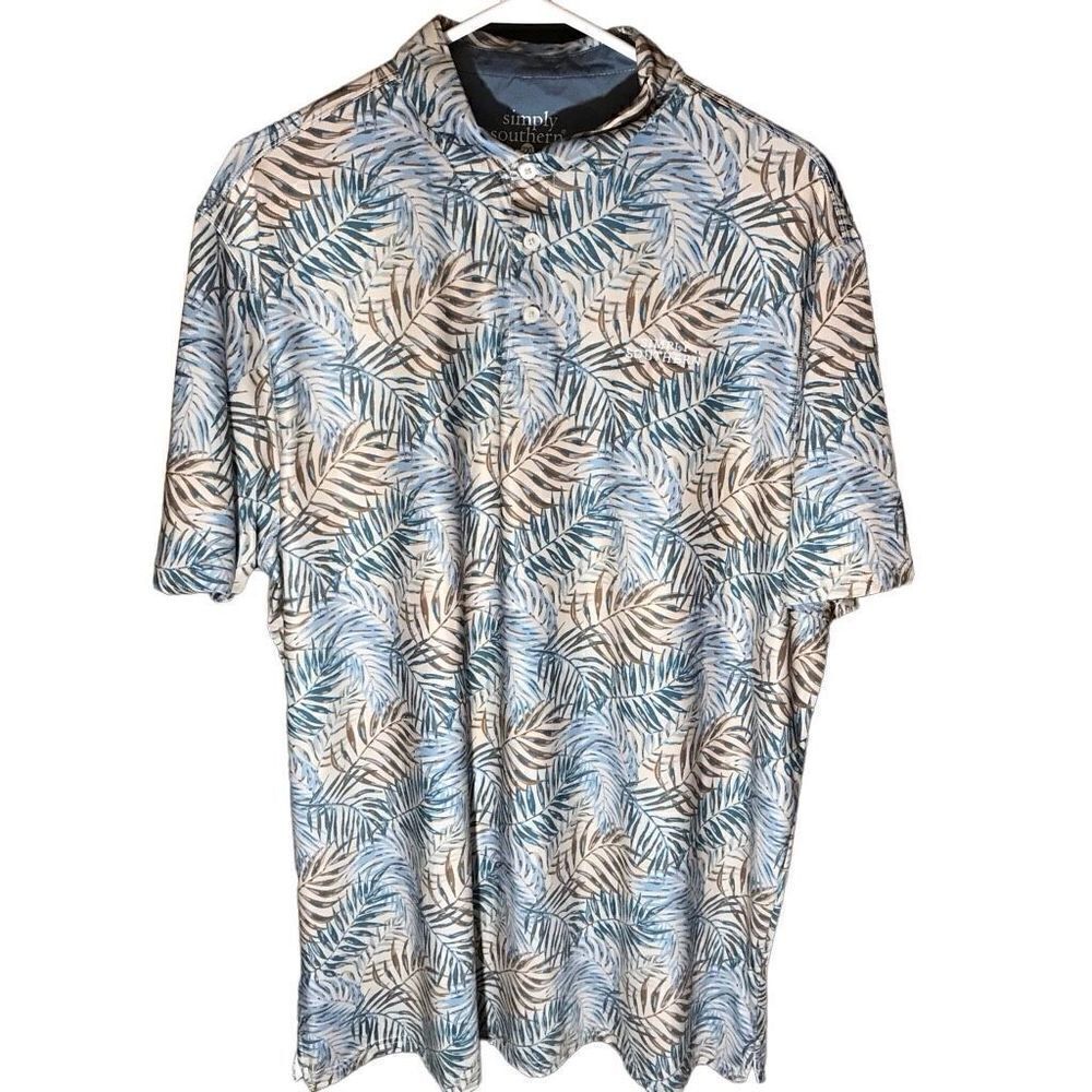 Simply Southern Mens Size 2XL Tropical vacation shirt camp button short sl